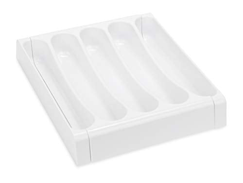Camco Adjustable Cutlery Tray - Designed for RV and Compact Kitchen Drawers, Adjusts Between 9" and 13" for an Easy Custom Fit -White (43503)