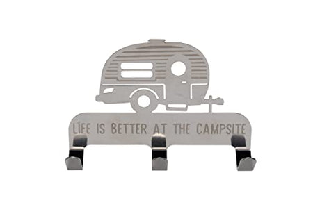 CAMCO 53368 Life is Better at The Campsite Stick-On 3-Hook Key/Leash Hanger | I... product image