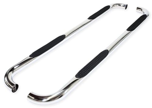Nerf Bars Fits Jeep Gladiator JT 2020-2025 Polished Stainless Steel 3-Inch Round Bent Rocker Panel Mounted Side Steps with Slip-Resistant Step Pads Curved Ends TrailFX A0063S