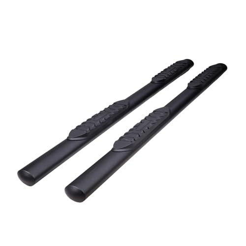TrailFX Nerf Bar Fits 2024-2025 Toyota Tacoma Double Cab 4 Inch Oval Straight with Step Pads Rocker Panel Mount Powder Coated Titanium Matte Black Steel with Welded End Caps TrailFX T83A1559T