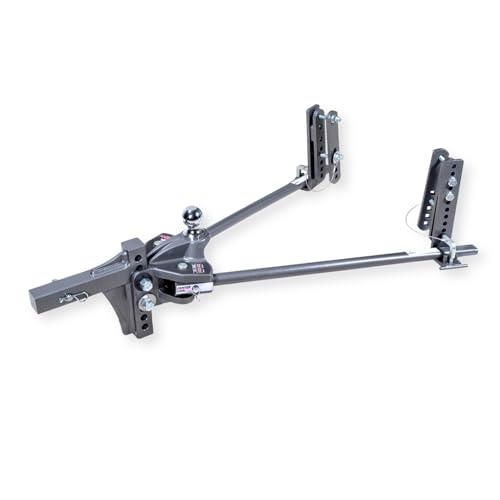 Husky Towing Weight Distribution Hitch 33301, Trunnion Bar, 400 to 800 Lbs. Tongue Weight, 8000 Lbs. Gross Trailer Weight, with Shank/ 2 Inch in Ball, for Trailer Frames Having 4/5/ 6/7/ 8 Inch Tall