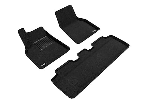 3D MAXpider Custom Fit Elegant Floor Mat (Black) Compatible with Tesla Model Y 2021-2025 - Full Set
