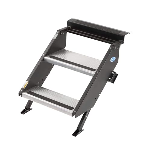 MORryde STP-202 StepAbove Fold-Up RV Entry Step - 2-Step (9" Step Rise), Fits 26" to 28" Door Width