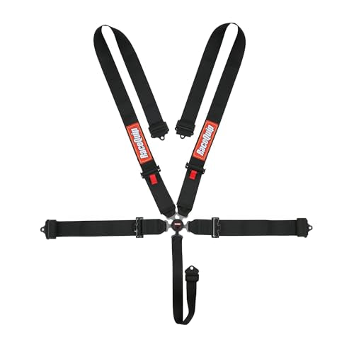 RaceQuip Auto Racing Harness Set Camlock 5 Point Pull-Down Lap SFI 16.1 Black 741001