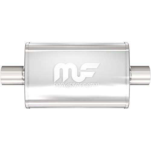 MagnaFlow Performance Exhaust Muffler 11216: 2.5" Inlet/Outlet, 4x9x14" Oval, Stainless Steel, Satin Finish