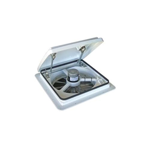 MAXXAIR Maxxfan Plus High Powered 10-Speed RV Intake and Exhaust Fan - Manual Control Electric Opening, Easy Ceiling Controls, Rain Sensor with Automatic Lid Closure, White (00-04000K)