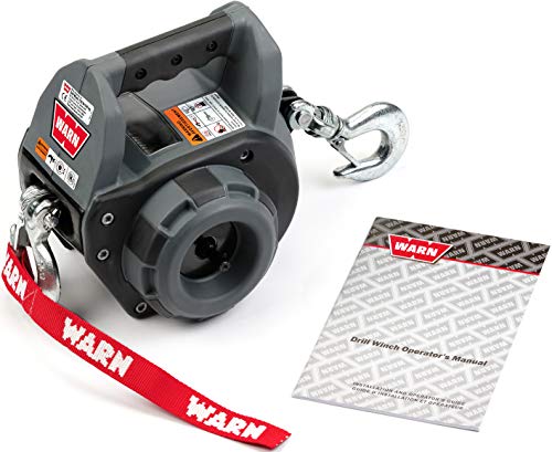 WARN Drill Winch 750 lb Capacity Portable Drilling Winch with 30 ft Steel Rope, Fairlead, Hook – Corded Electric Drill Powered Pulling Winch for Trucks, ATVs, UTVs, Trailers, & Off-Road Recovery