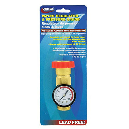 VALTERRA LLC A011124VP Valterra A01-1124VP Brass Water Regulator/Water Pressure Gauge Comb... product image