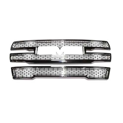 CCI Grille Insert GI179, Overlay, 2 Piece Set, Mesh Style, OEM Shape, Chrome Plated, ABS, With Logo Cutout, With Vents, W/O Light Cutouts, Fits 2021-2024 GMC Yukon And Yukon XL - SLT/SLE/ AT4 Models