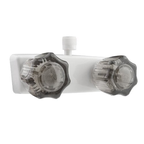 Dura Faucet DF-SA100S-WT RV/Motorhome/Trailer Shower Faucet Valve Diverter with Smoked Acrylic Knobs (White)