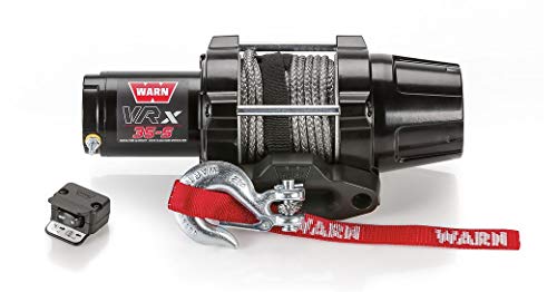 WARN 101030 VRX 35-S Powersports Winch with Handlebar Mounted Switch and Synthetic Rope: 3/16" Diameter x 50' Length, 1.75 Ton (3,500 lb) Capacity