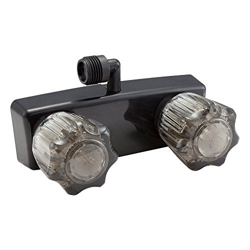 Dura Faucet DF-SA100S1-BK RV Shower Faucet Valve Diverter for Exterior Shower Boxes with Clear Acrylic 2-Knobs (Black)