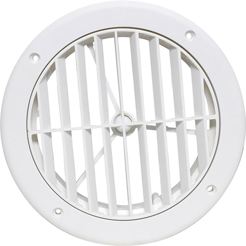 A/C Vent LOUVERED 5IN Plastic, White, CARDED