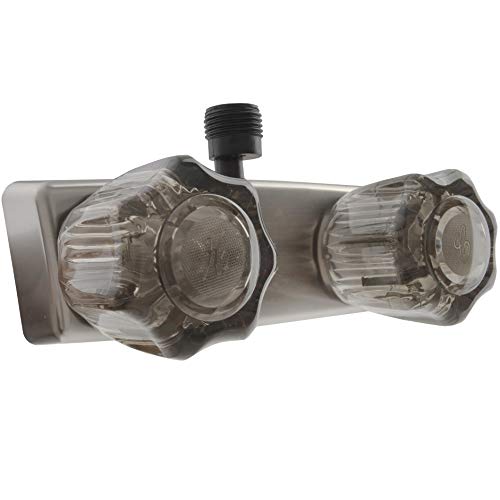 Dura Faucet DF-SA100S-SN RV/Motorhome/Trailer Shower Faucet Valve Diverter with Smoked Acrylic Knobs (Brushed Satin Nickel)