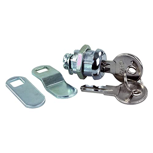 JR Products 00305 Standard Compartment Door Key Lock - 5/8", Silver