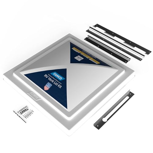 Camco Universal RV Roof Vent Replacement Kit — Fits Standard 14" x 14" Vent Openings – Works with Jensen, Ventline, and Elixir Models – Includes 3 Hardware Options (40195)