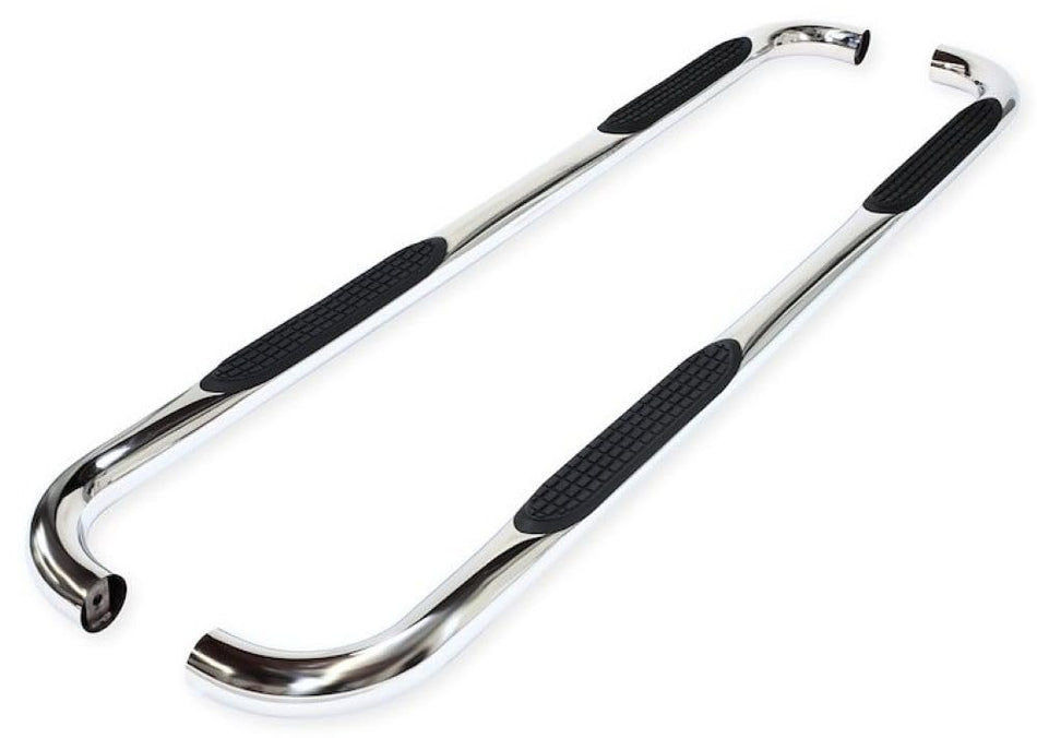 Nerf Bars Fits Jeep Gladiator JT 2020-2025 Polished Stainless Steel 3-Inch Round Bent Rocker Panel Mounted Side Steps with Slip-Resistant Step Pads Curved Ends TrailFX A0063S