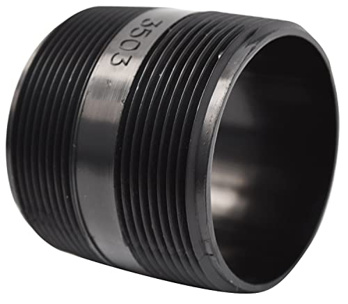 Valterra T3503 ABS Threaded Nipple - 3" x 3" , Black