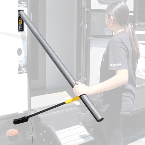 Stromberg Carlson AR-50 Lend-A-Hand Banister Rail - RV Handrail for Safe & Steady Support on Outdoor Steps, Ribbed Grip Tubing, Folds Flat & Locks Easily, 53 Inches Rail for Triple & Quad RV Steps