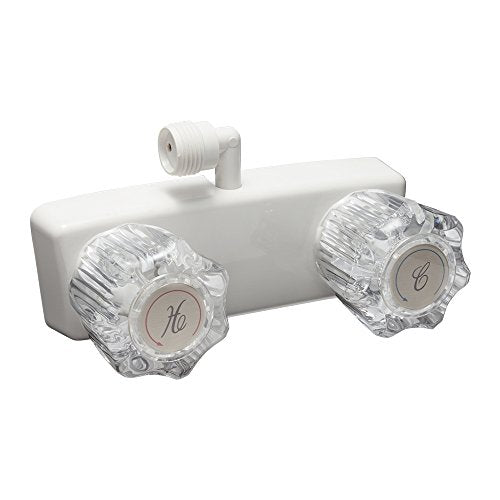 Dura Faucet DF-SA100A1-WT RV Shower Faucet Valve Diverter with 2-Knobs for Exterior Shower Boxes (White)