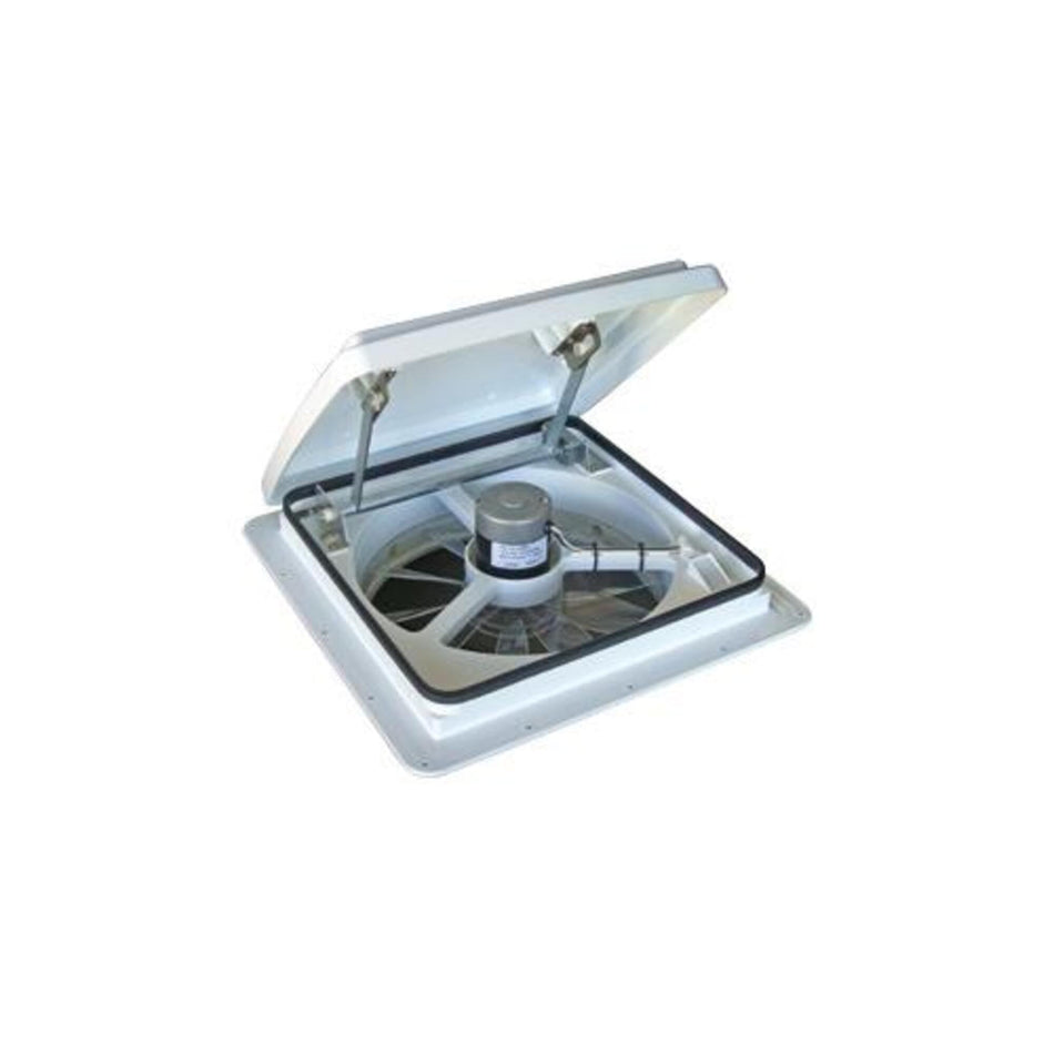 MAXXAIR Maxxfan Plus High Powered 10-Speed RV Intake and Exhaust Fan - Manual Control Electric Opening, Easy Ceiling Controls, Rain Sensor with Automatic Lid Closure, White (00-04000K)