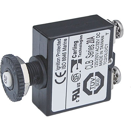 BLUE SEA 2134-BSS Systems 2134 Push Button Reset Only Screw Terminal 20A Circuit Breaker product image