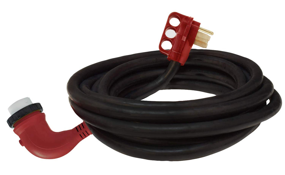 Valterra Mighty Cord® RV 50-Amp 90-Degree Detachable Power Cord, 25-Foot Cord for RV, Red