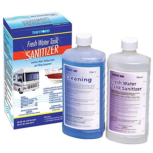 Thetford Fresh Water Tank Sanitizer Detergent and Treatment - 2 x 24 oz Bottles, Color: Clear PN 36662