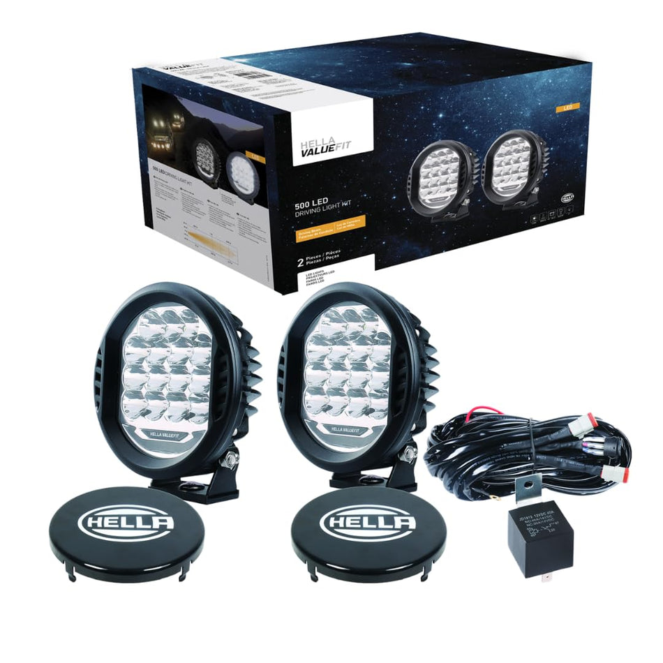 HELLA 358117171 ValueFit 500 LED Series - LED Driving Lamp Kit – Universal Off-Road...