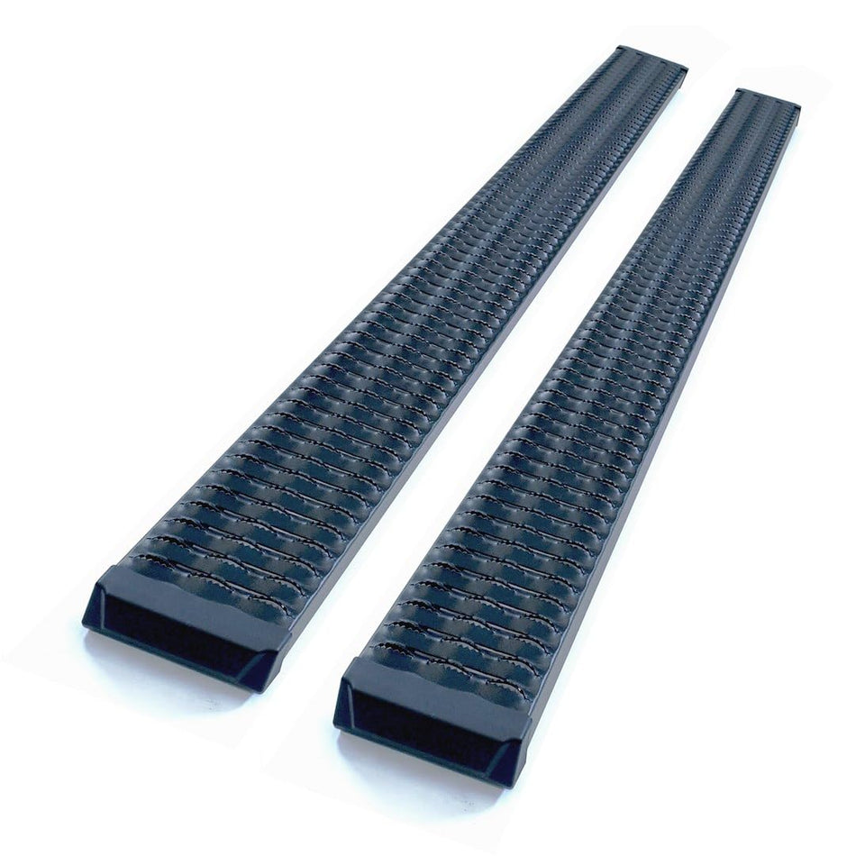 TrailFX Running Boards Fits Cheverolet Silverado 1500 Crew Cab 2019-2025 Titanium Black Powder Coated Aluminum 6.5 Inch Wide Rocker Panel Mount Set of 2 Agressive Side Steps TrailFX RBA019TI