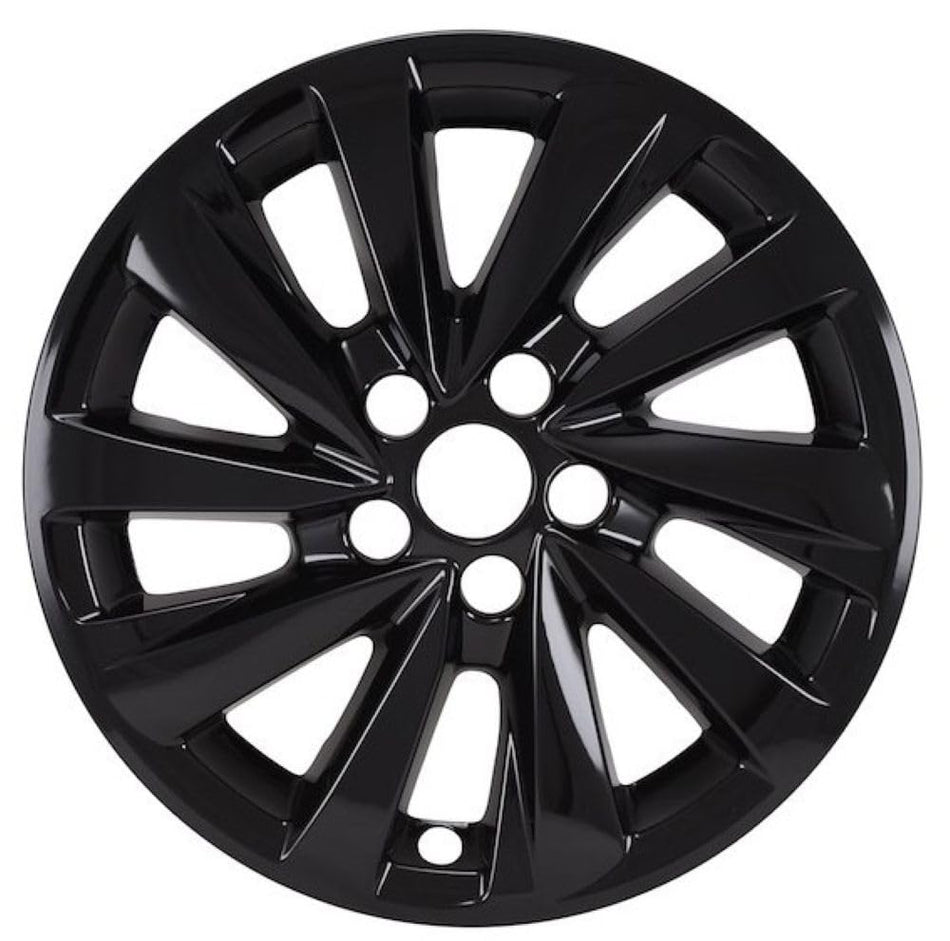 Impostor Wheel Skins Fits Toyota Camry LE 2021-2025 Set of 4 Wheel Skins 17 Inch Diameter 10 Directional Spokes Gloss Black ABS Plastic Snap-On Installation Coast to Coast IWCIMP479BLK