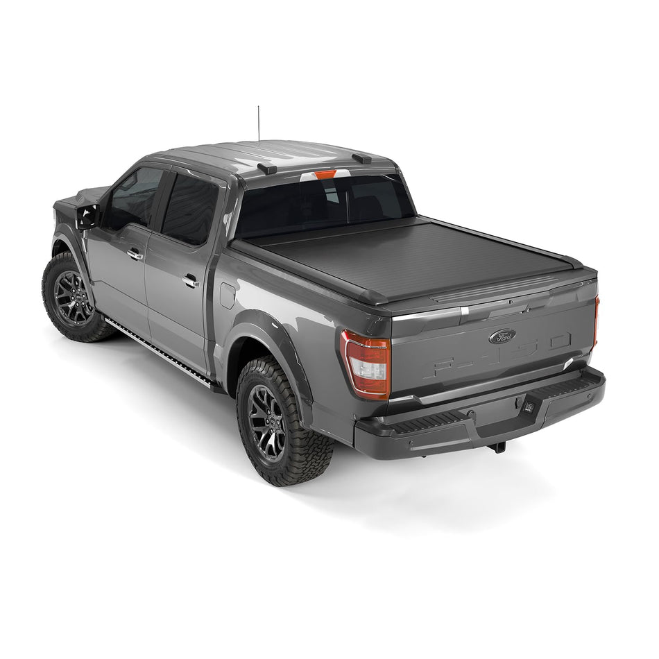 TrailFX Hard Retractable Tonneau Cover Fits 2015-2025 Ford F-150 6.5 Foot Bed Manual Retractable with Key Lock Black Matte Powder Coated Aluminum T-Slot Rails Clamp-On TrailFX TFX6004