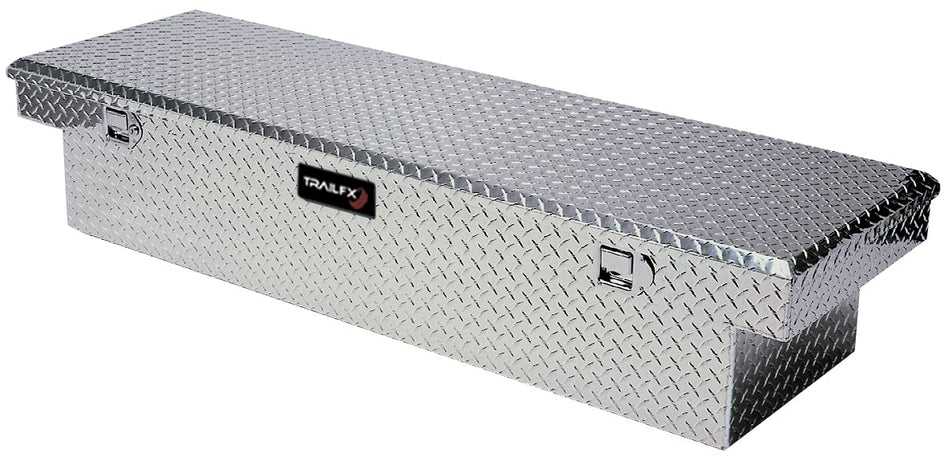TrailFX Tool Box 110701 Crossover Standard Single Lid With Struts Diamond Tread Bright Polished 16 Gauge Aluminum 8.8 Cubic Foot Capacity With Plastic Tray