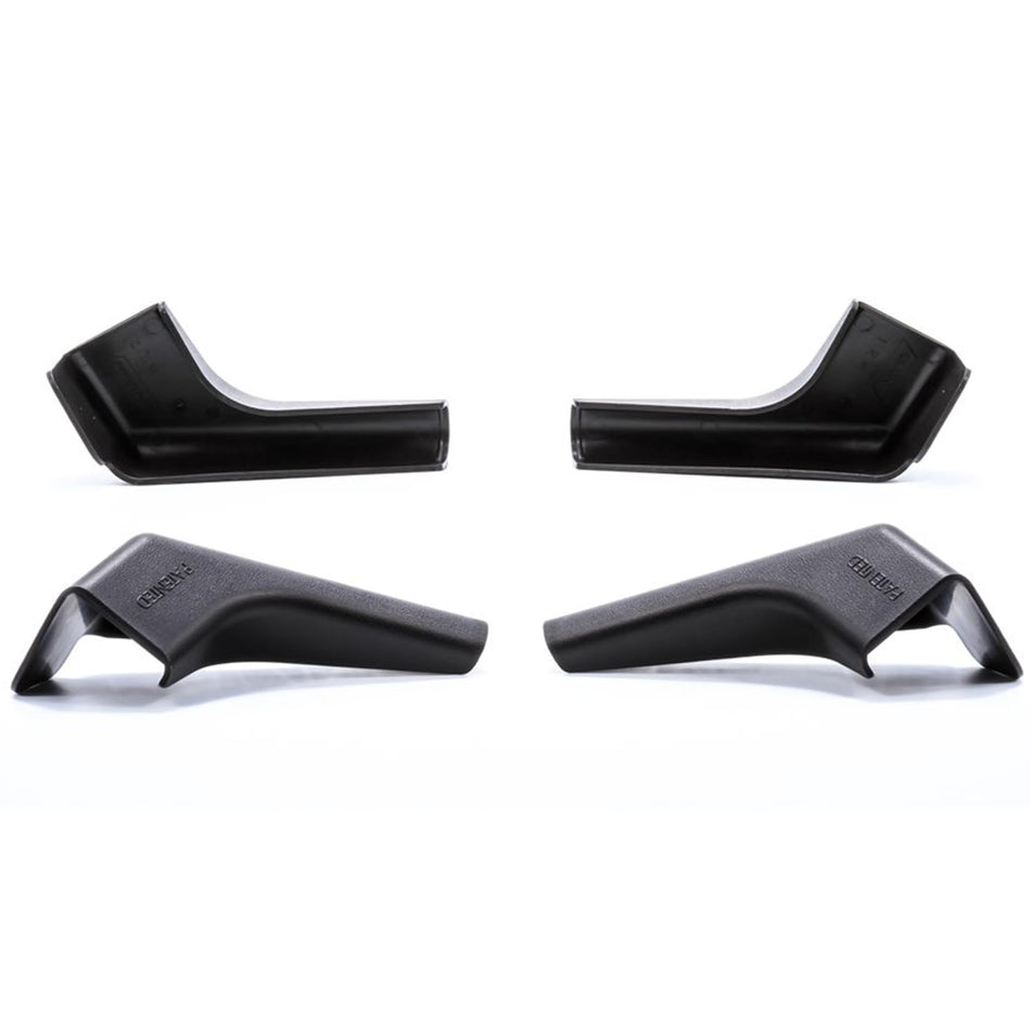 Camco RV Gutter Spouts with Built-in Extensions | Direct Rain Water Runoff Away from The RV | Features an Easy Installation, a Sun Resilient Resin Construction, and Comes in a 4-Pack of Black (42452)