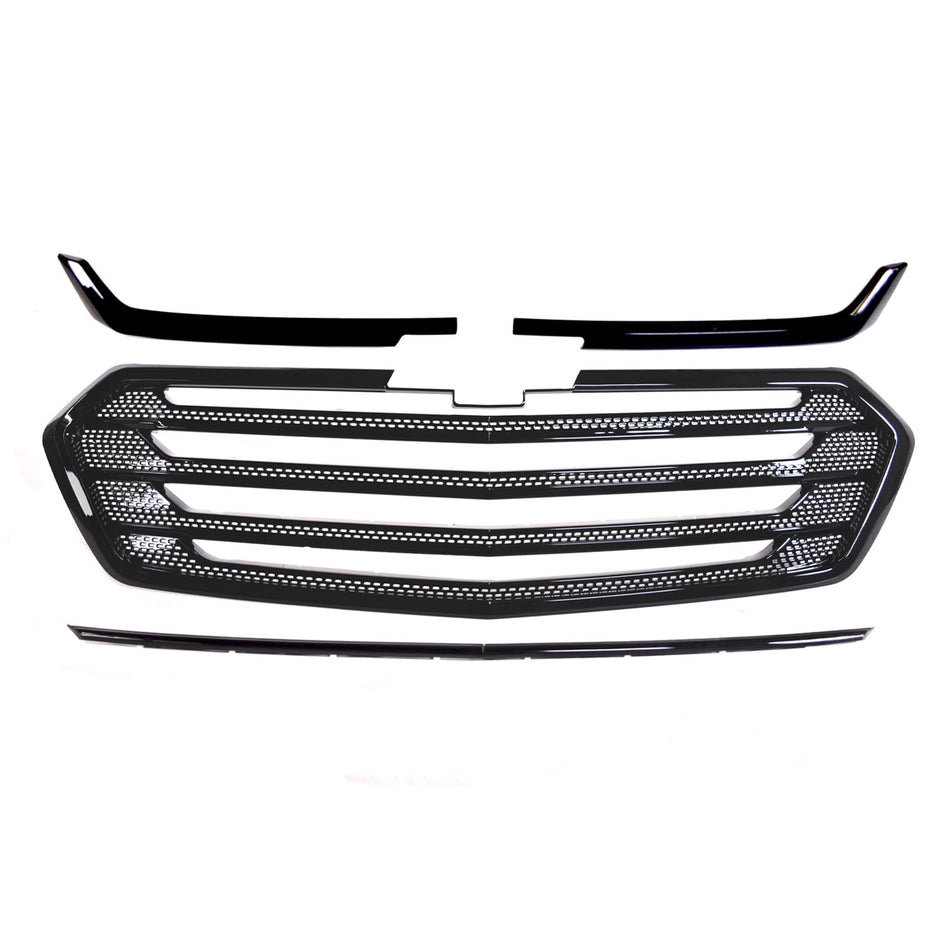 CCI Grille Insert IWCGI507BLK, Mesh Style, OEM Look, Painted, Gloss Black, ABS Plastic, Fits 2018-2021 Chevrolet Traverse