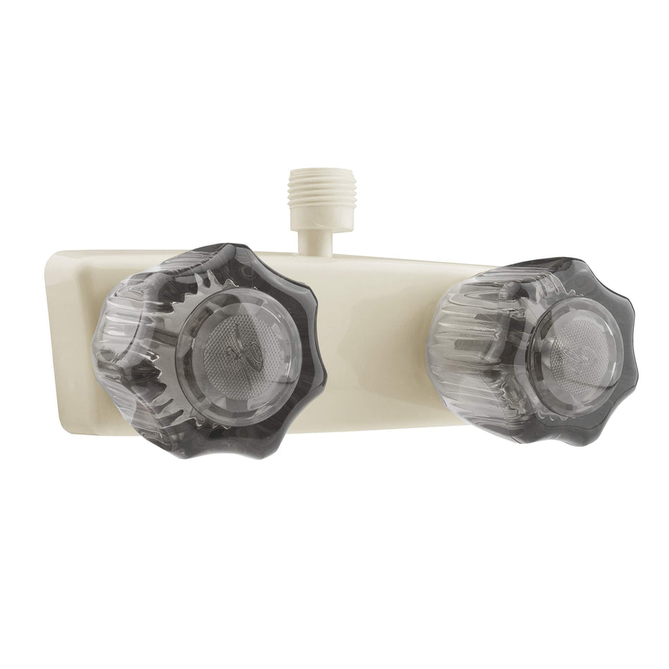 Dura Faucet DF-SA100S-BQ RV/Motorhome/Trailer Shower Faucet Valve Diverter with Smoked Acrylic Knobs (Bisque Parchment)