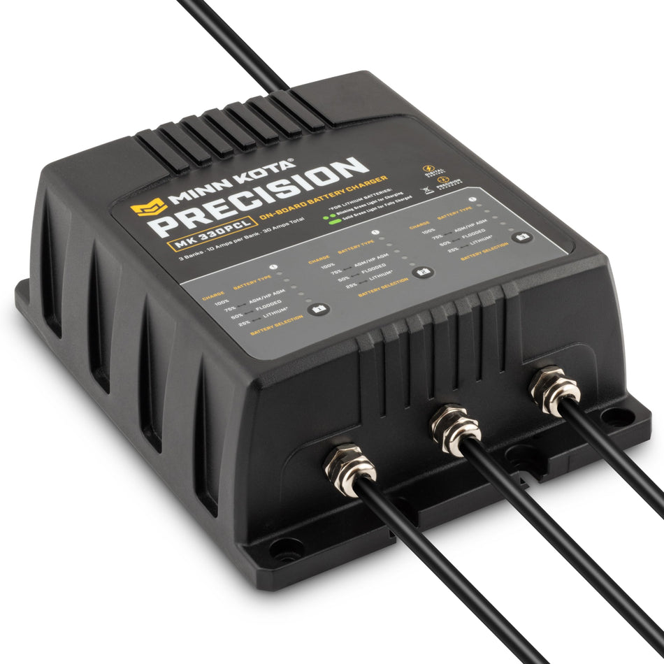 Minn Kota Precision MK-330PCL On-Board Marine Battery Charger – 3 Banks, 10 Amps Each