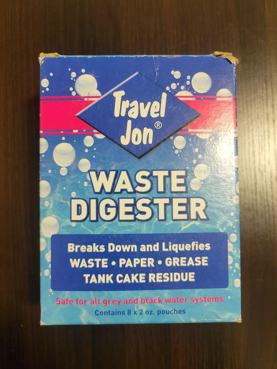 Travel Jon Waste Digester RV Black Tank Treatment - Extra-Strength Marine & RV Toilet Treatment | Liquifies Waste in Black & Gray Tanks - Odor Eliminator, Sensor Cleaner | Enzyme Drop Ins For Toilet