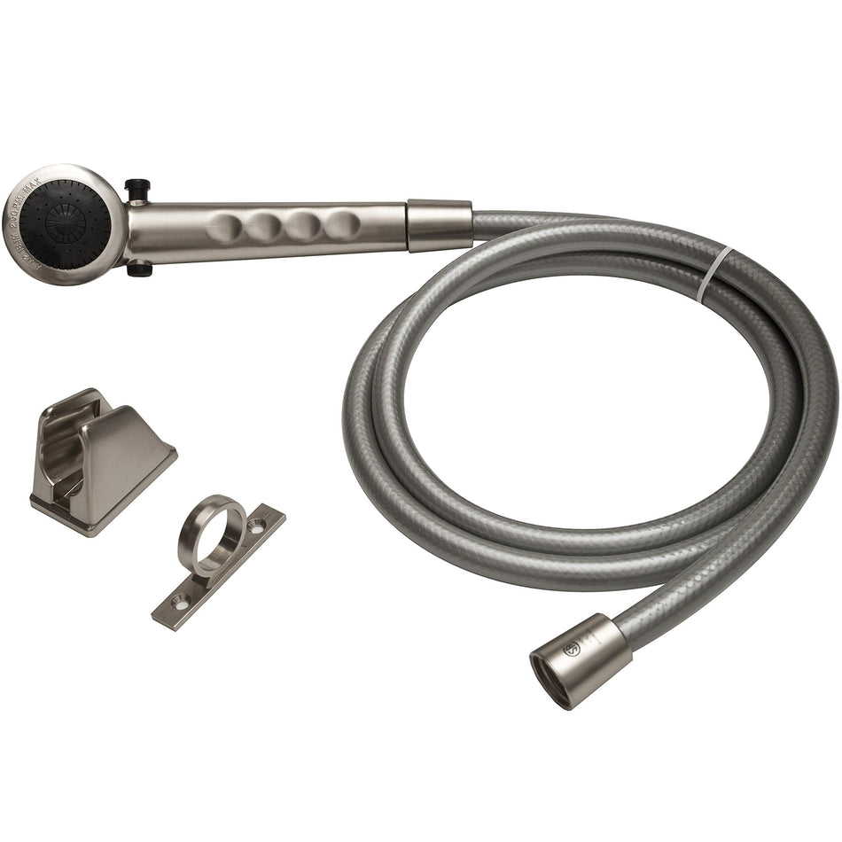 Dura Faucet DF-SA130-SN Economical Shower Head Hose Kit, Handheld Replacement RV Shower Wand, Universal Water Saving System, Flow Control Trickle Switch (Brushed Satin Nickel)