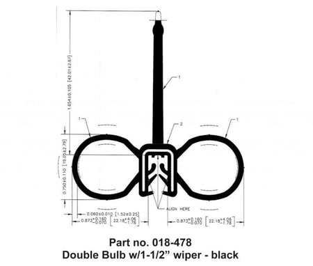 AP PRODUCTS 018-478 Double Bulb Seal with Slide-On Clip , Black RV & Camper