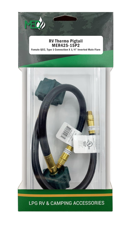 AP PRODUCTS MER425-15P2 Marshall Excelsior Thermo Pigtail, 1/4 Inverted Flare X QCC - 15, ...