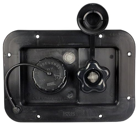 B&B MOLDERS 94223 City/Gravity Water Fill Dish, Leak-Tested – Black RV & Camper