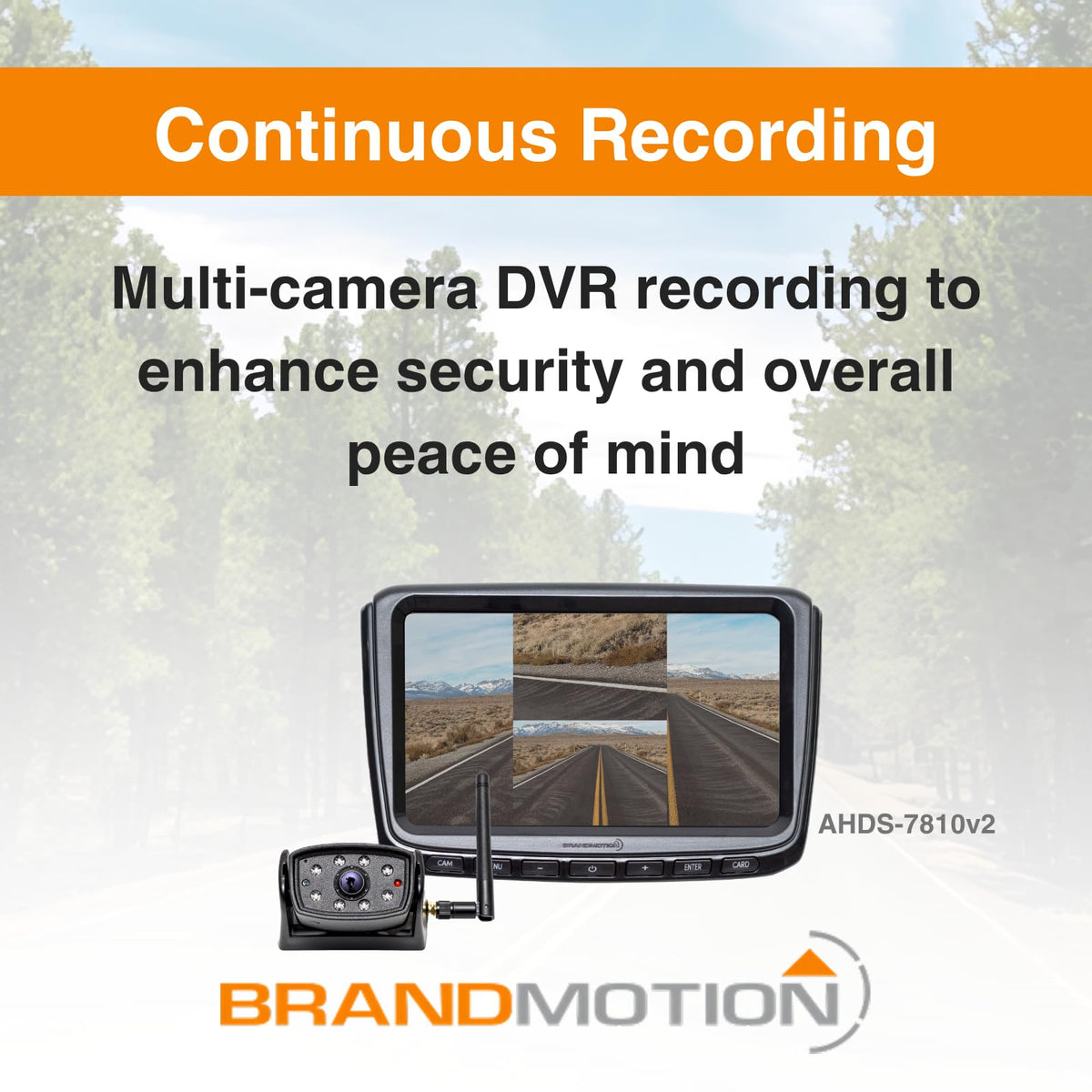 BRAND MOTION AHDS7810V2 WIRELESS BACKUP CAMERA SYSTEM WITH