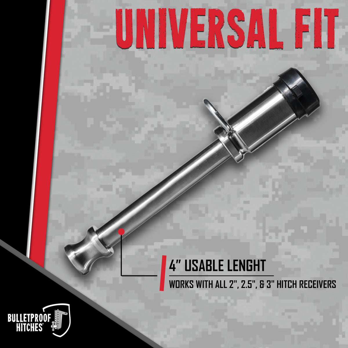 BulletProof Hitches BulletProof Hitches - 5/8" Trailer Hitch Locking Pin - Universal Fit, Stainless Steel,