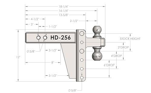 BULLETPROOF HD256 Hitches - 2.5 Adjustable Heavy Duty Trailer Hitch (22,000 lb. Ratin...