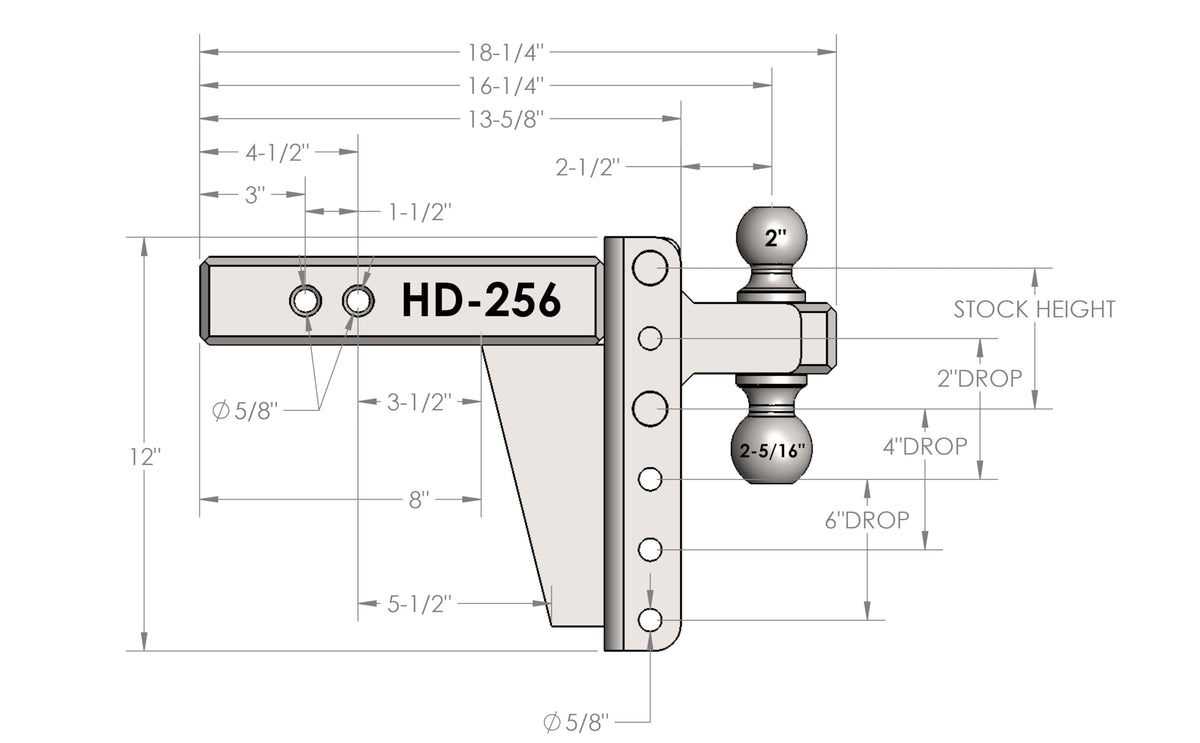 BULLETPROOF HD256 Hitches - 2.5 Adjustable Heavy Duty Trailer Hitch (22,000 lb. Ratin...