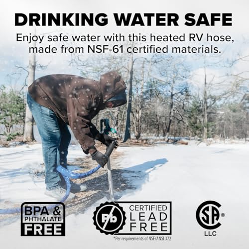 Camco Camco 50-foot Heated Water Hose for RV — Prevents Freezing Down to -20° — Certified For Drinking Water