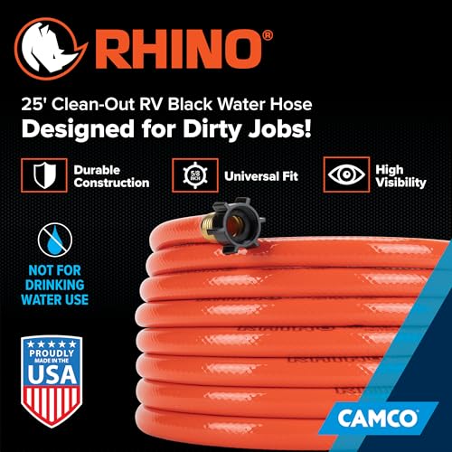 CAMCO 22990 RHINOFLEX 25' GRAY/BLACK WTR HOSE