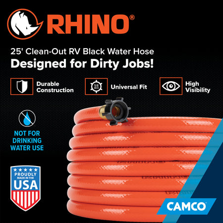 CAMCO 22990 RHINOFLEX 25' GRAY/BLACK WTR HOSE