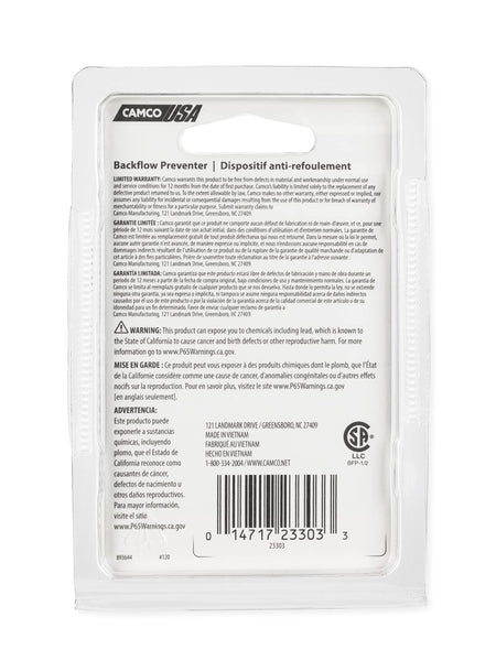 CAMCO 23303 RV Water Heater Backflow Preventer | Features a Heavy-Duty Brass wi... RV & Camper